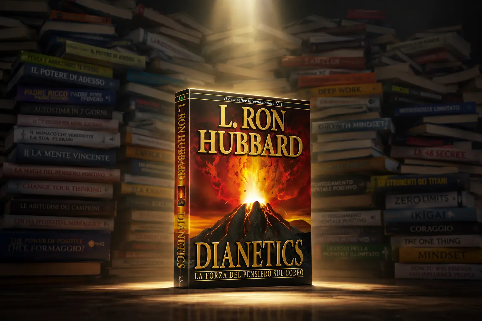 Lettore che valuta la scelta del libro Dianetics