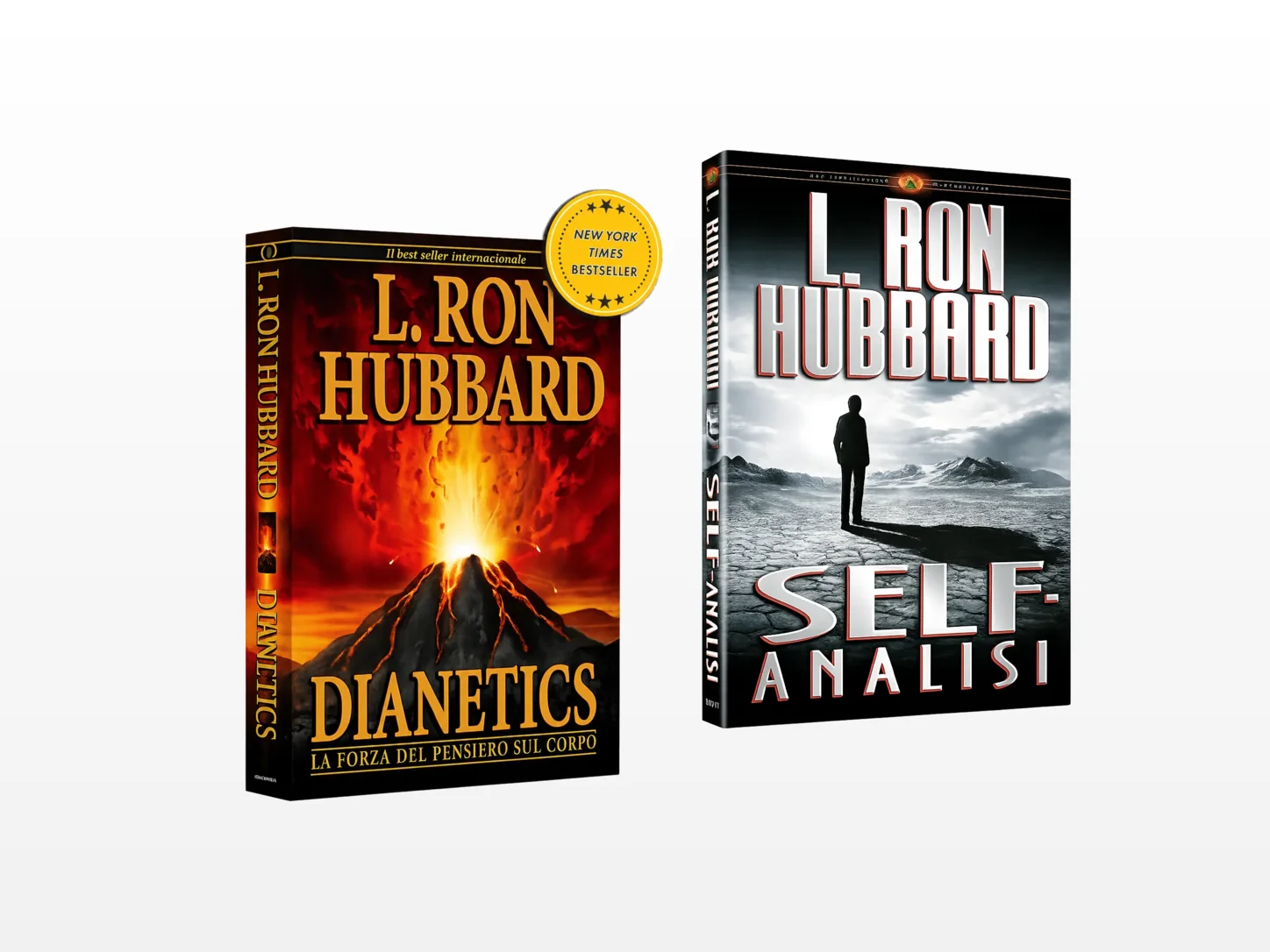 Copertine dei libri introduttivi Dianetics e Self-Analisi
